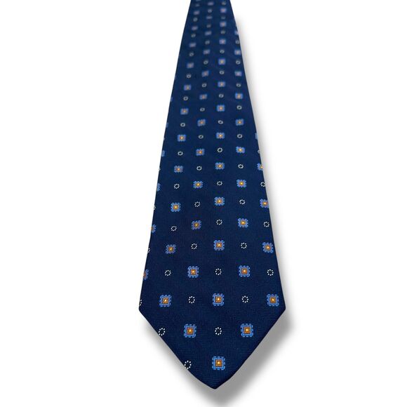 Brooks Brothers Neck Tie Mens Blue Geometric Silk Adjustable Formal 3.5" X 58" - Picture 1 of 4
